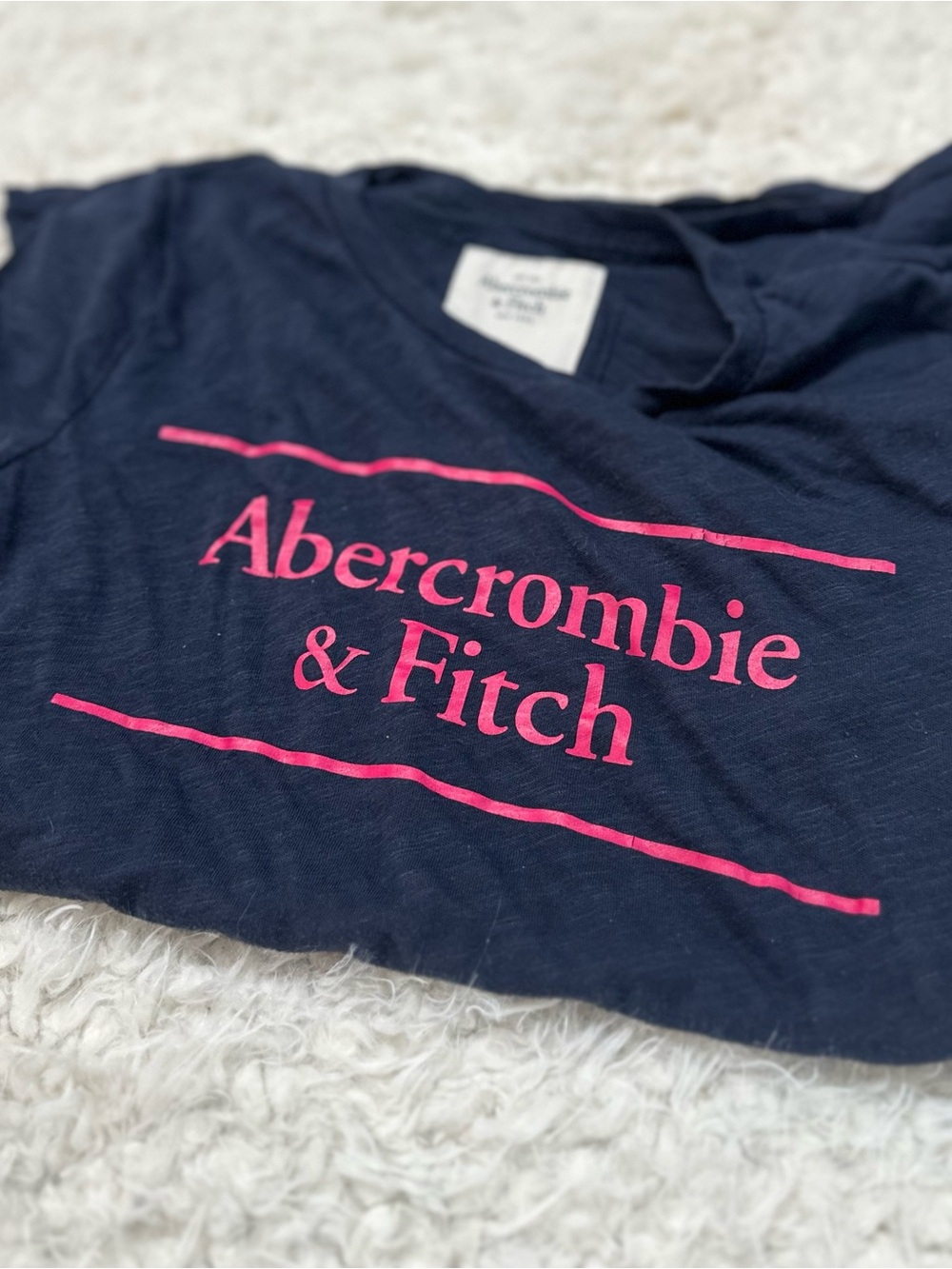 Abercrombie & Fitch Vintage Navy Tee with Pink Stripe
